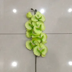 Elegant Silk Orchid Arrangement - 8-Head Artificial Butterfly Orchid for Wedding and Home Decor (Spring Green)