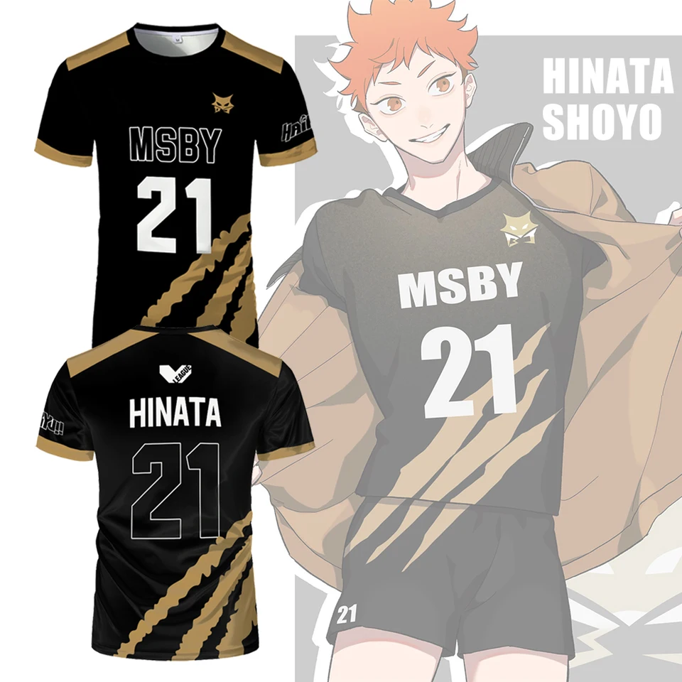 ハイキュー　MSBY バレーボールシャツ HINATA 21 Haikyuu Uniform NO.21 MSBY Black Jackal Shoyo Hinata Model S