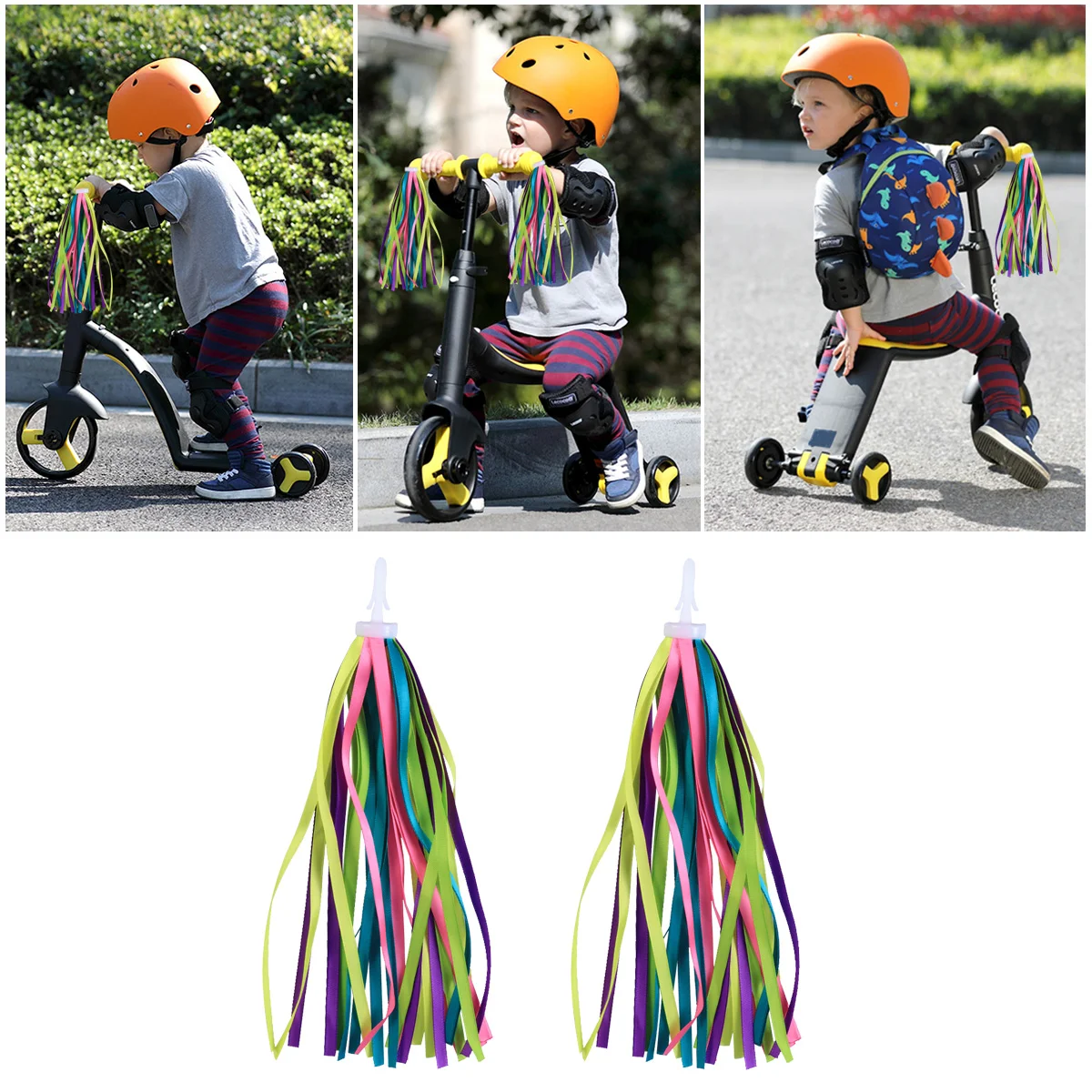 

A Pair of Rainbow Bike Streamers Grips Tassel Ribbons Colorful Handlebar Tassels Bike Handlebar Streamers
