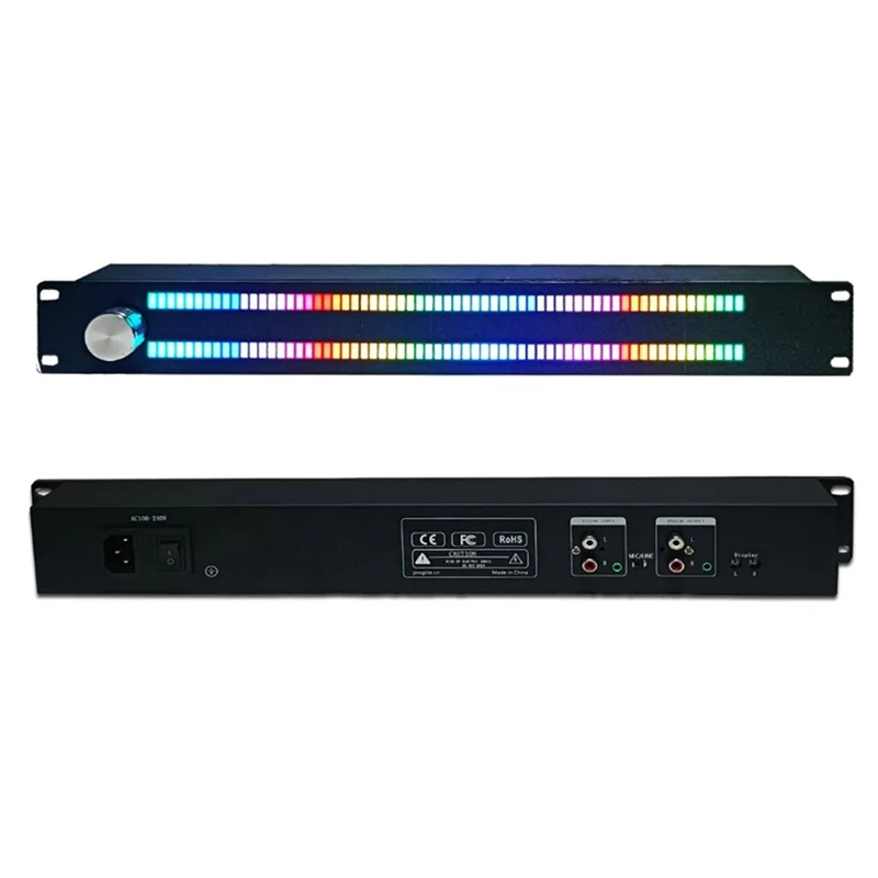 

1.5U Audio Music Level Indicator LED 128 Beads Voice Controlled Induction Atmosphere Full Color Double Row Rhythm Light Parts