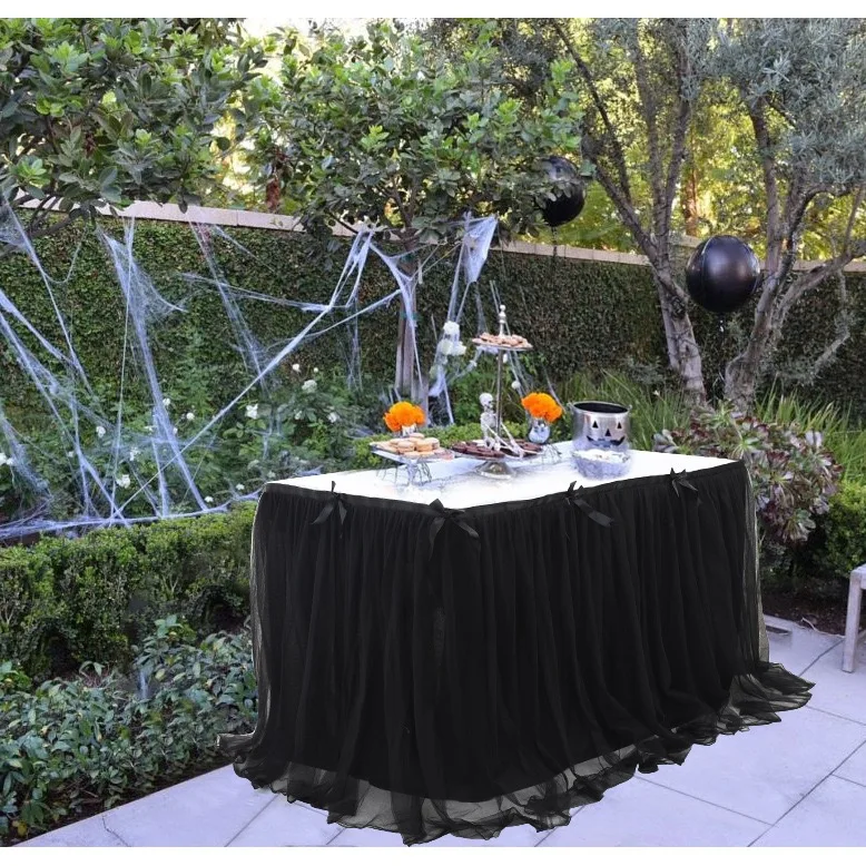 

Настольная юбка-пачка из тюля для свадьбы и дня рождения, ткань для посуды, детский душ, домашний декор, юбка на столе, день рождения