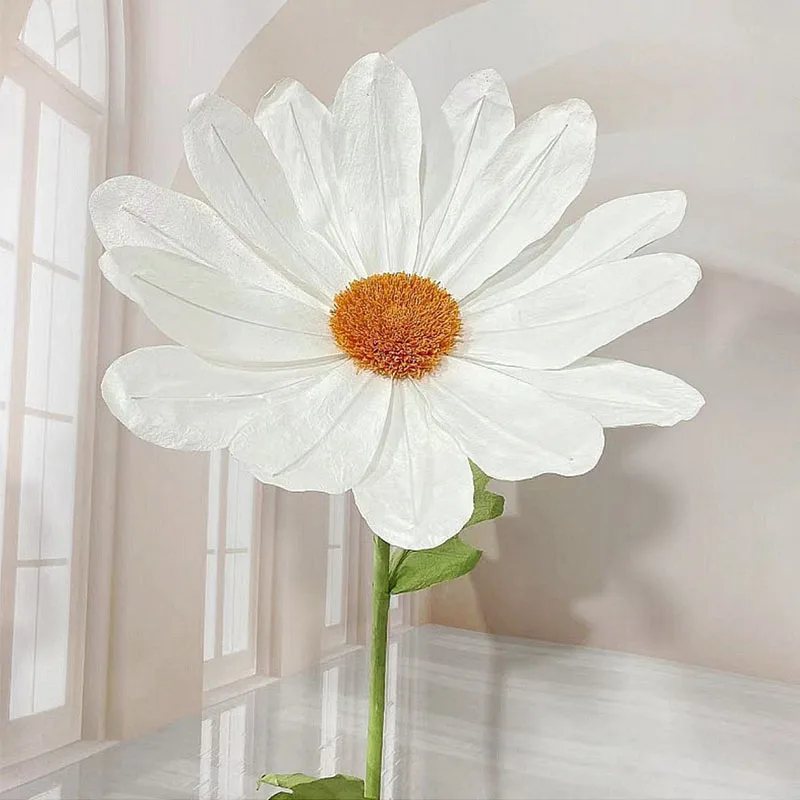 대형 종이 꽃 데이지 웨딩 로드 리드 꽃, 결혼 파티 배경 장식, 무대 창 레이아웃, 인공 데이지 꽃, 3 개  Best5