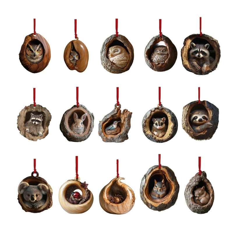 Owl Christmas Tree Ornament Acrylic Hanging Decoration for Holiday Enthusiasts Dropshipping 1