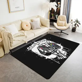 Skull Gamer Carpet Sugar Skull Games Area Rug for Living Room Bedroom Non Slip Juvenile Hand Skeleton Gamepad Gaming Floor Mat