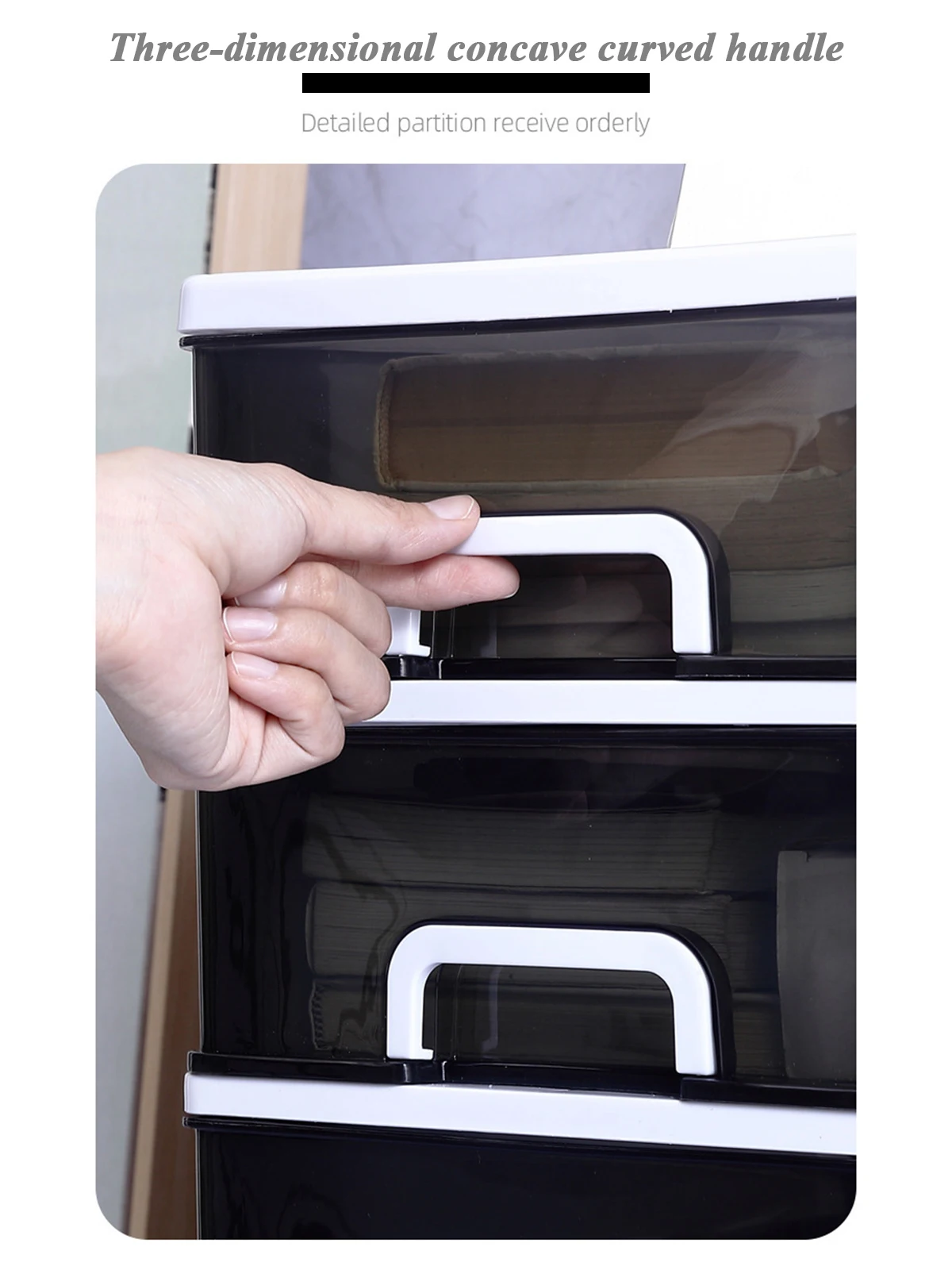 Clear Desktop Storage Box with Drawer - Black Option
