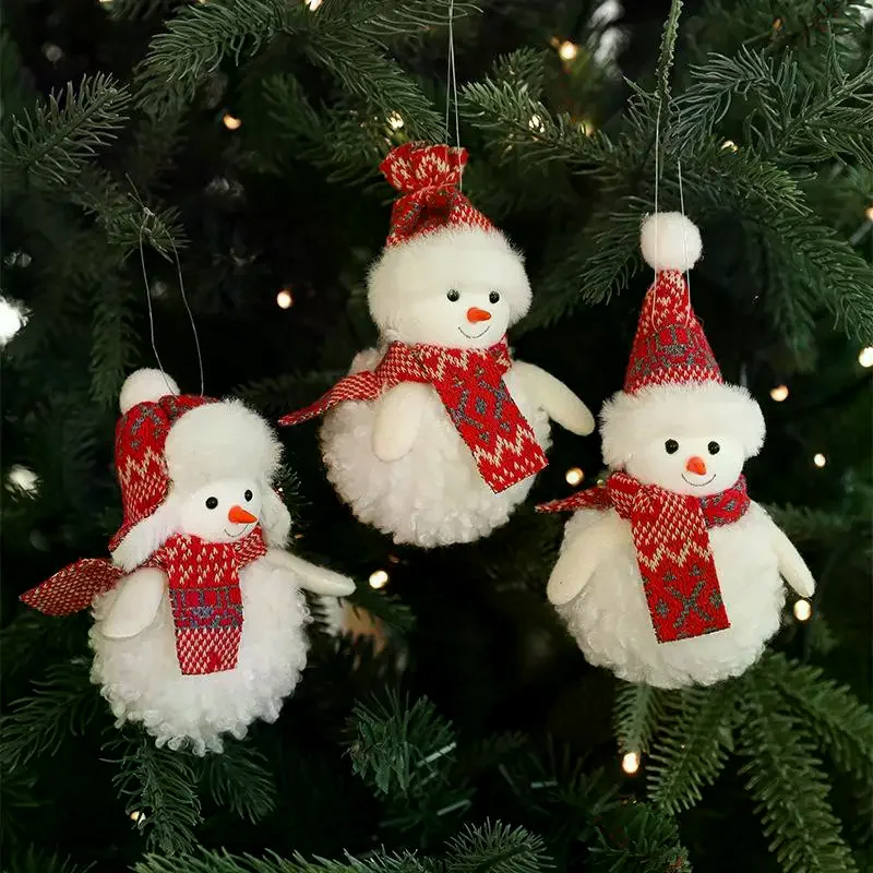 Christmas Plush Snowman Pendant Christmas Tree Hanging Lovely Beautiful Pendant Scene Decorate Christmas Tree Hanging Ornaments