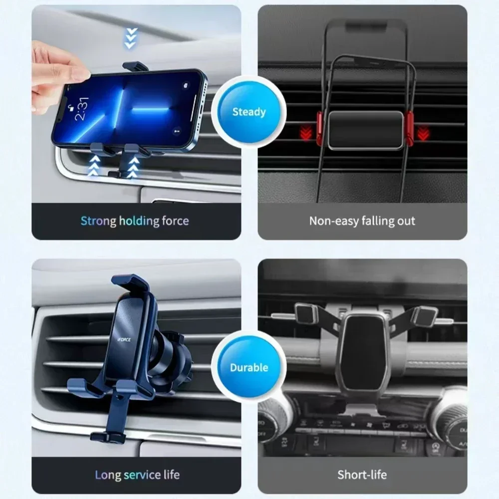 KJOY Universal Gravity Car Phone Holder Air Vent Mount Clip for iPhone Xiaomi Huawei Samsung Auto GPS Cell Mount Bracket