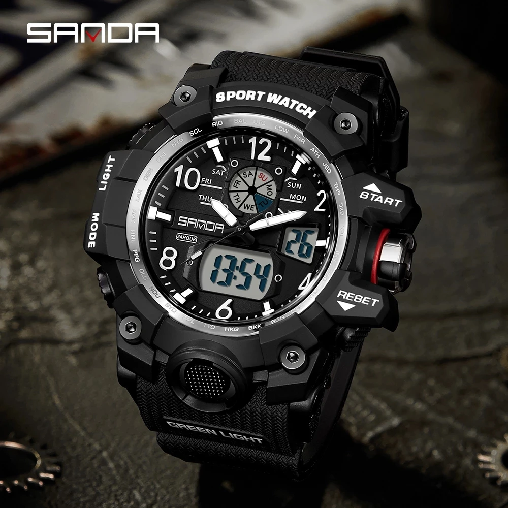 SANDA Brand G- Style Military Watch Men Digital Shock Sports Watches For Man Waterproof Electronic Wristwatch Mens Relogios 3169