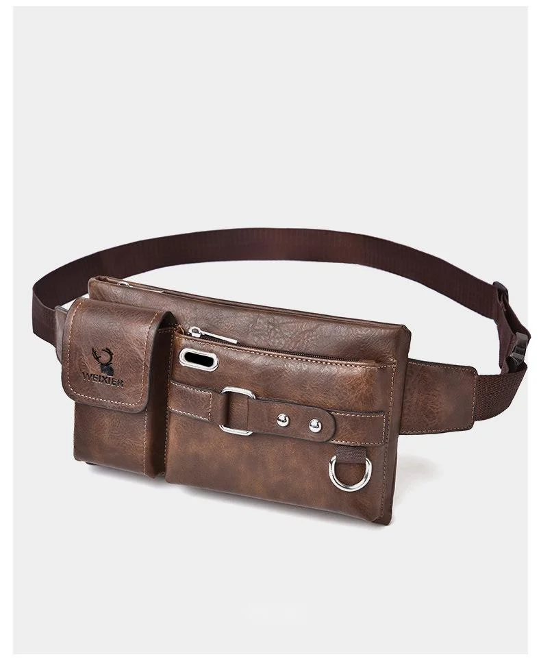 2023 New Hot Selling Men's Shoulder Bag Crossbody Bag Tactical Chest Bag Mobile Waist and Crotch Bag Multi Functional Chest Bag Retro PU Waist Bag_voghion.com