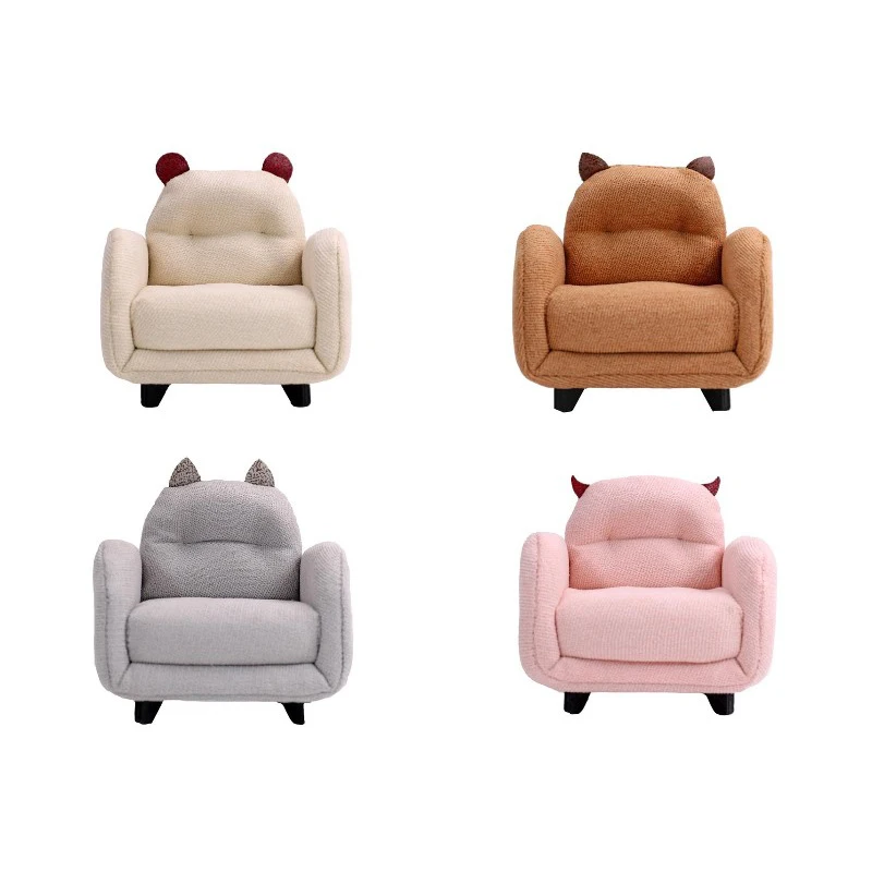 

1:12 Dollhouse Miniature Sofa Cute Animal Ears Sofa Chair Model Living Room Furniture Decor Toy Simulation Doll House Accessorie