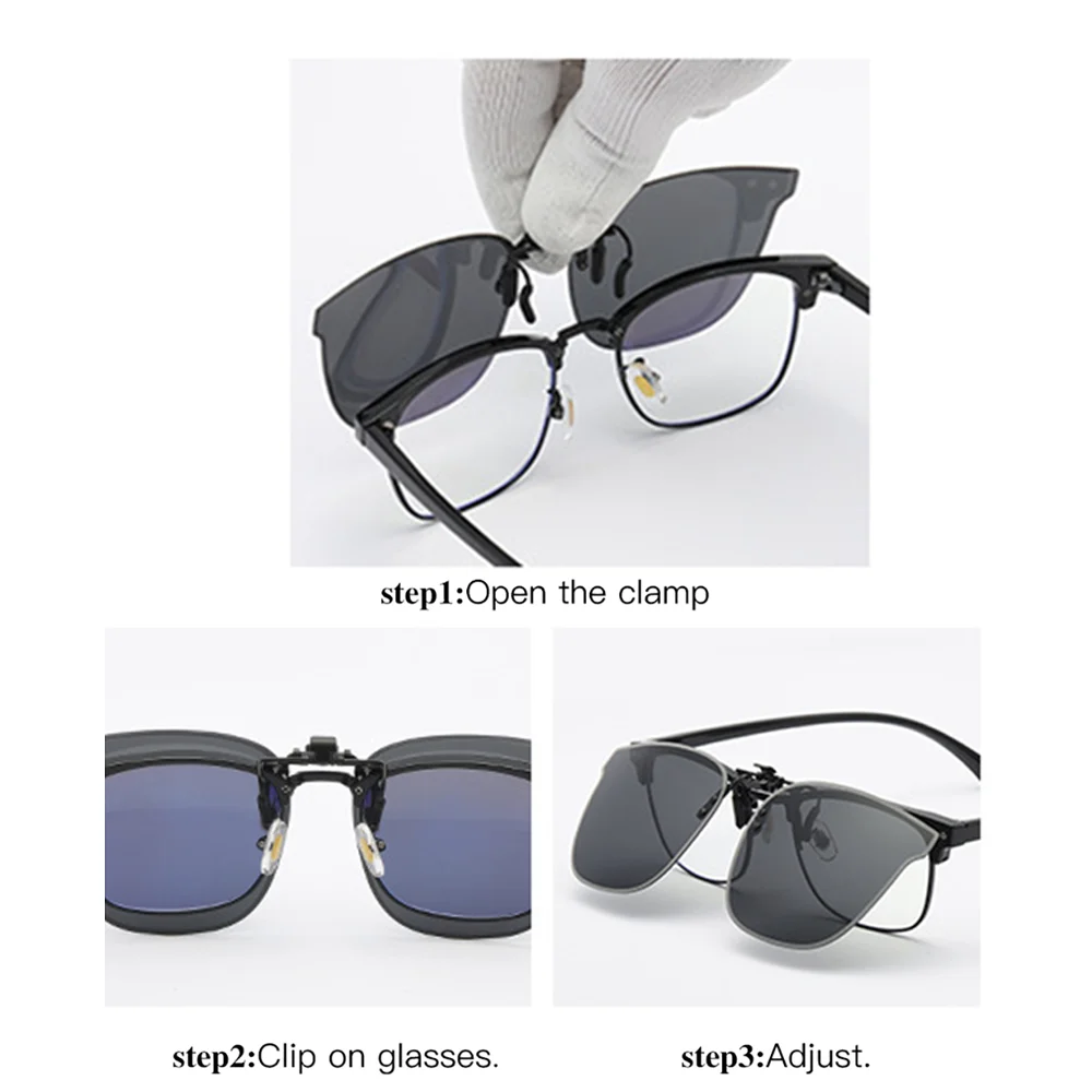 Polarized Sunglasses Gradient Red Purple Flip Up Clip on Sunglasses for Women Polarized Mirror Pink Square Glasses Female UV400 Shades