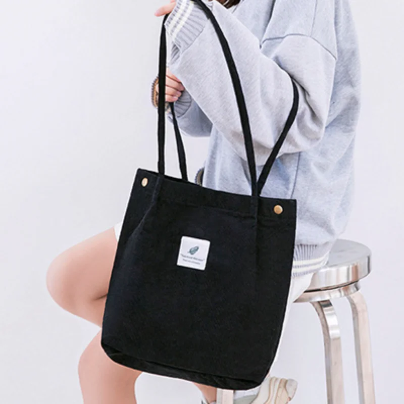 Shoulder Bag for Women Cotton Cloth Versatile Handbag Solid Color Eco Shopping bag Ladies Reusable Totes