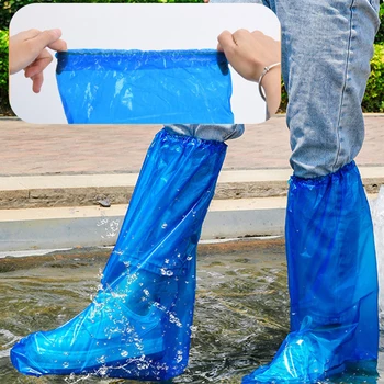 튼튼한 일회용 신발 커버, 휴대용 두꺼운 플라스틱 PE 레인 슈 커버, 농장 방수 보호 신발 커버, 1 쌍