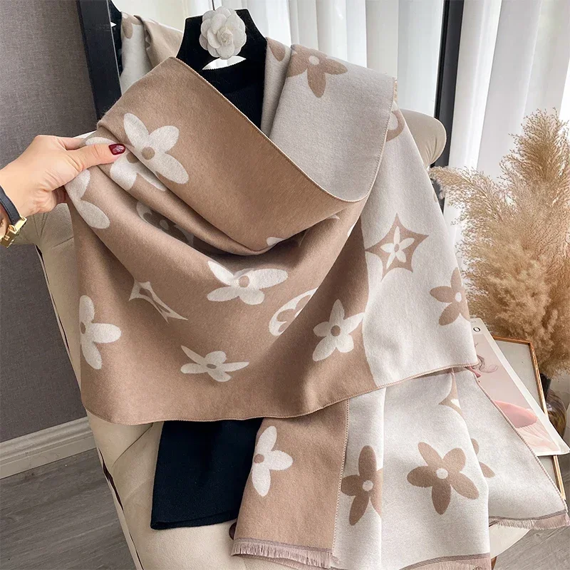 2025 Elegant Jacquard Design Scarf for Women Cashmere Soft Warm Fringe Shawl Autumn Winter Windproof Blanket Scarf Scarves - Image 5