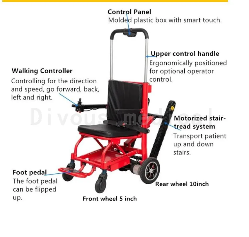 Multi-Function Rehab Crawler Lifting Electric Wheelchair Up and Down Stair Disabled Wheelchair Climbing for Elderly