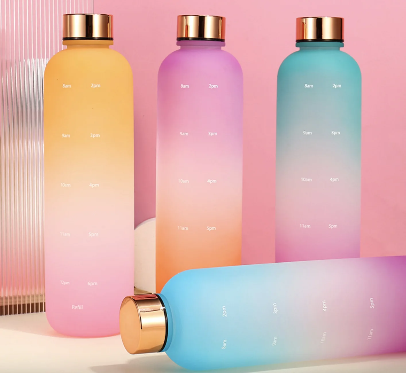 

1000Ml Water Bottle Motivational Drinking Bottle Sports Time Make Water Bottle Stickers Portable Reusable Plastic Cups