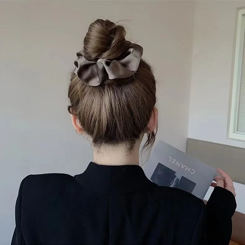 1 piece women's silk satin scrunchies Korean ladies girls rubber hair tie ponytail knot hair accessories