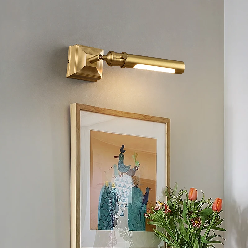 Modern simple small wall lamp， multi angle lighting，Brass bedside wall light，Acrylic lampshade Uniform light transmission