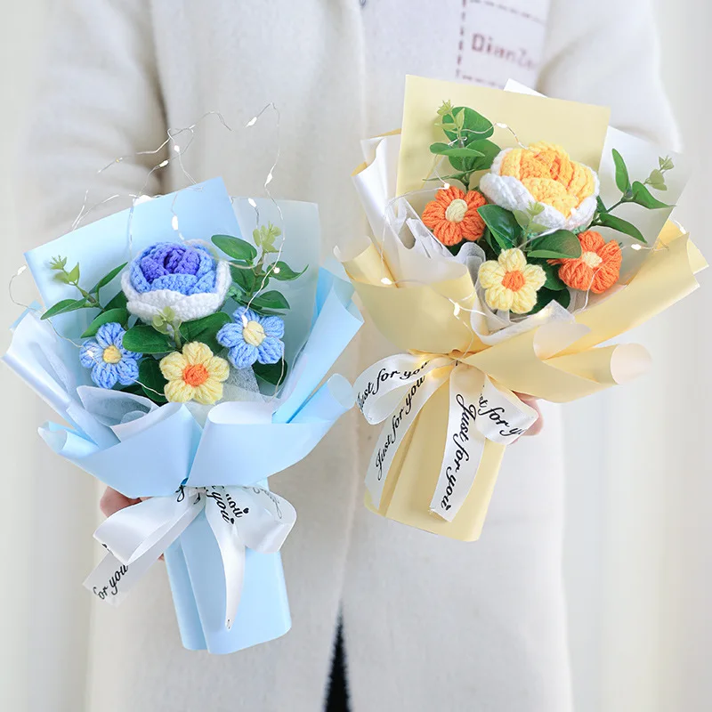 

Milk Cotton Artificial Crochet Flower Hand-woven Puff DIY Gift Birthday Mother's Valentine's Day Christmas Gifts Flowers