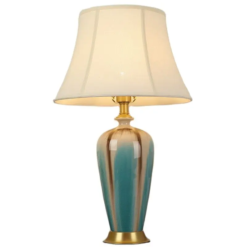 

Modern American Style Blue Green Ceramic Table Lamp For BedRoom Bedside Living Room Foyer Study Desk Reading Night Light 190110