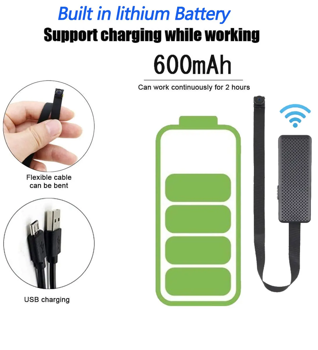 Mini Camera Webcam 1080P DIY WIFI Motion Detection SD Card Storage App supports iOS and Android Easy Installation