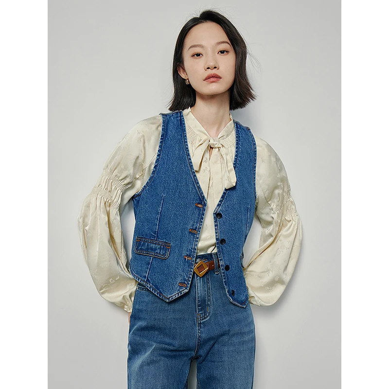 Fur Vest Women Vest TOYOUTH Women Cowboy Vest Coat Autumn Streetwear Style