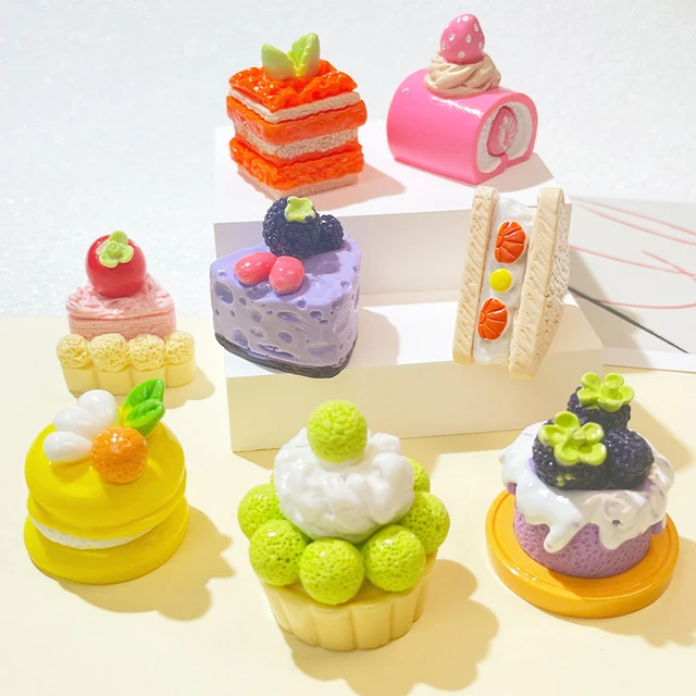 Mini Artificial Fruit Cake Dessert Miniature Model Simulation Cake Decoration Photo Prop Display Gift Car Doll House Ornaments 1