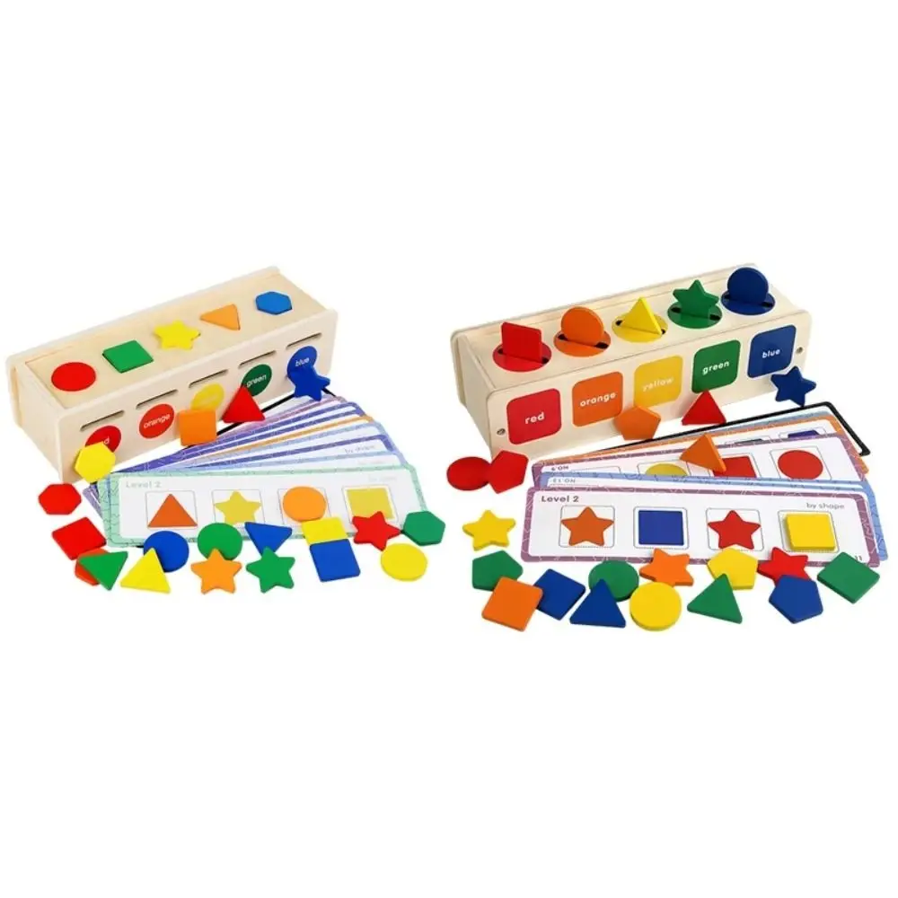 Geometric Cognition Wooden Shape Sorting Box Puzzle Early Education Shape and Color Sorting Toy Table Game Multicolor