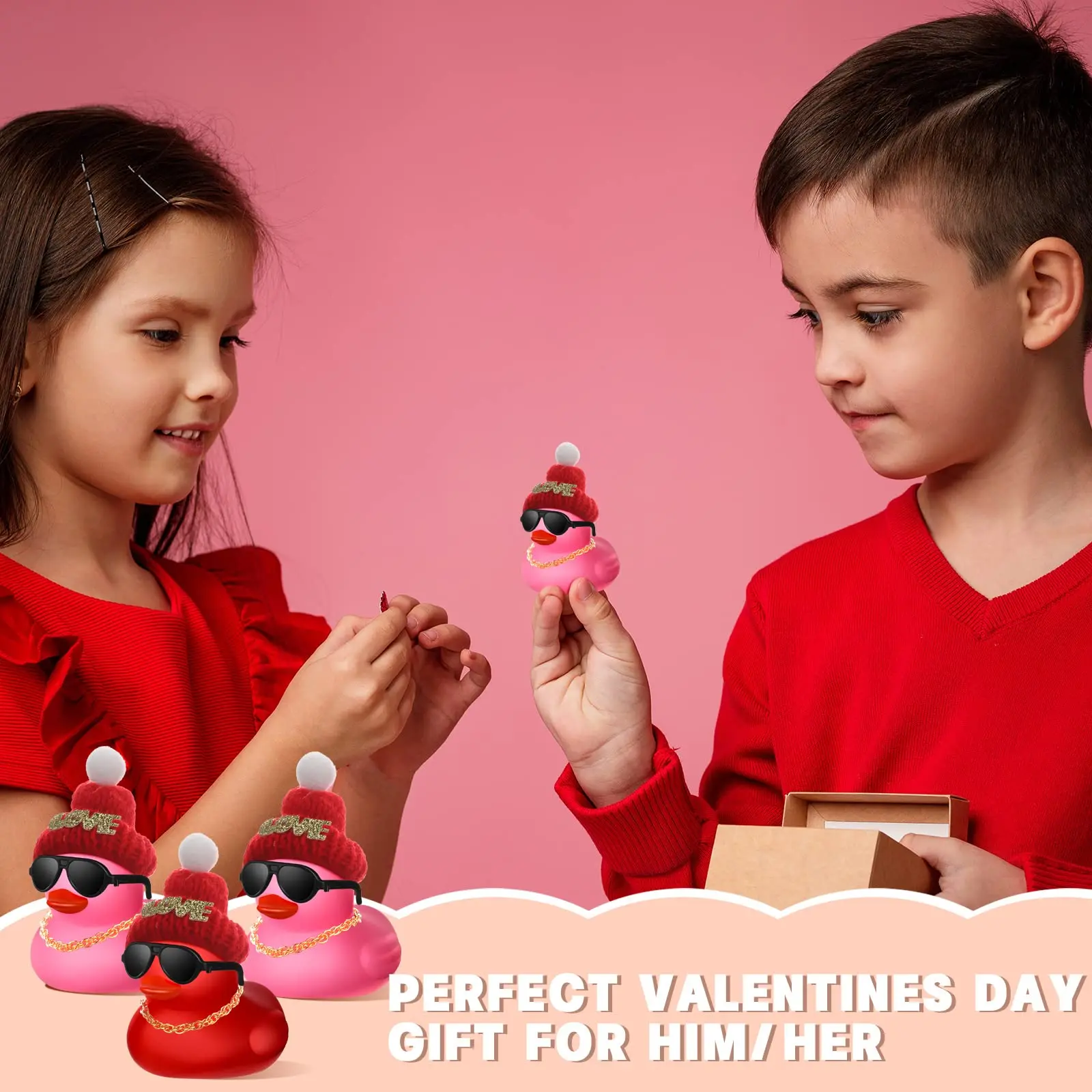 24 /72Pcs Valentine's Day Mini Rubber Duck , Valentine Rubber Duck in Bulk Bath Toys for Kids Valentines Classroom Gift Exchange 2
