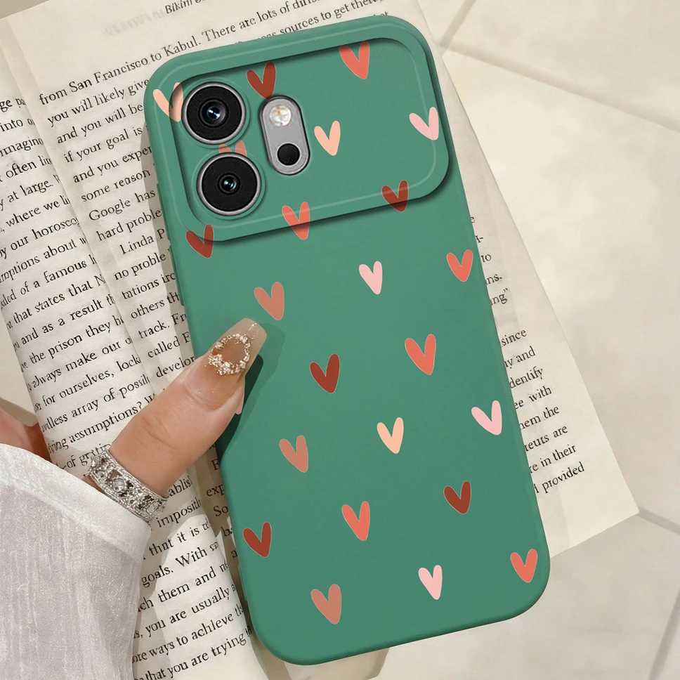 Multicolor Hearts Print Liquid Silicone Soft Shockproof Protective Phone Case