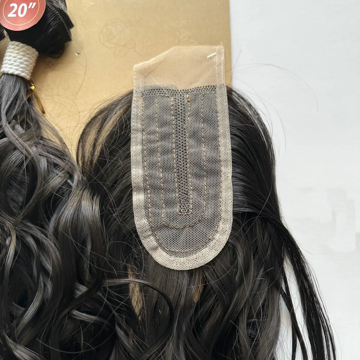 Adorable French Curl One Pack Solution,Packet Synthetic Hair Bundles With 2*4 T Part Hand Made Curly Lace Closure SPLENDOUR 4PCS