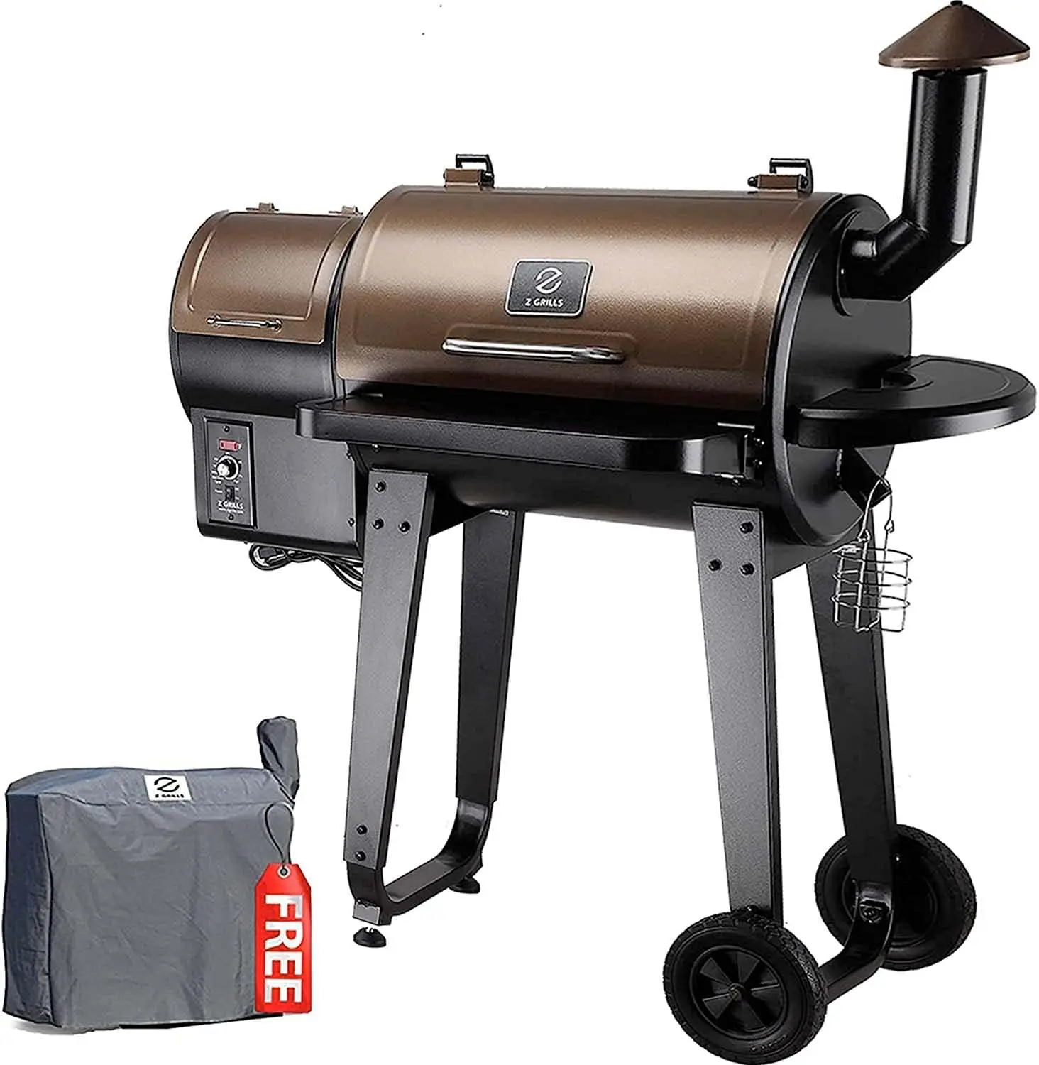 

Z GRILLS ZPG-450A 2024, улучшенная версия, модель Smoker 8 в 1, автоматический контроль температуры гриля для барбекю, 450 кв. в бронзе