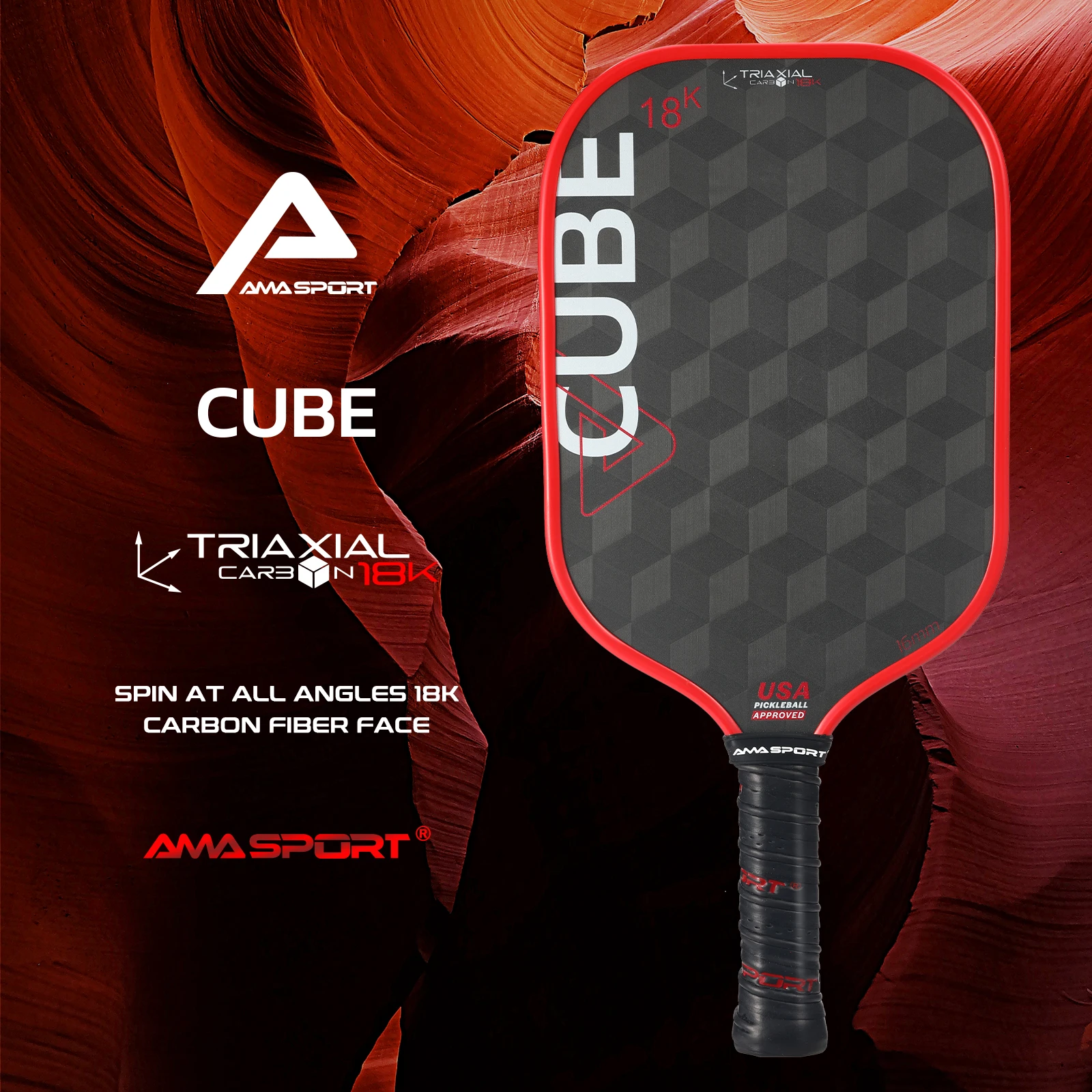 AMASPORT Carbon Fiber 18K Pickleball Racket Large Sweet Spot Maximum Control Spin for Competition Training Racket With Cover