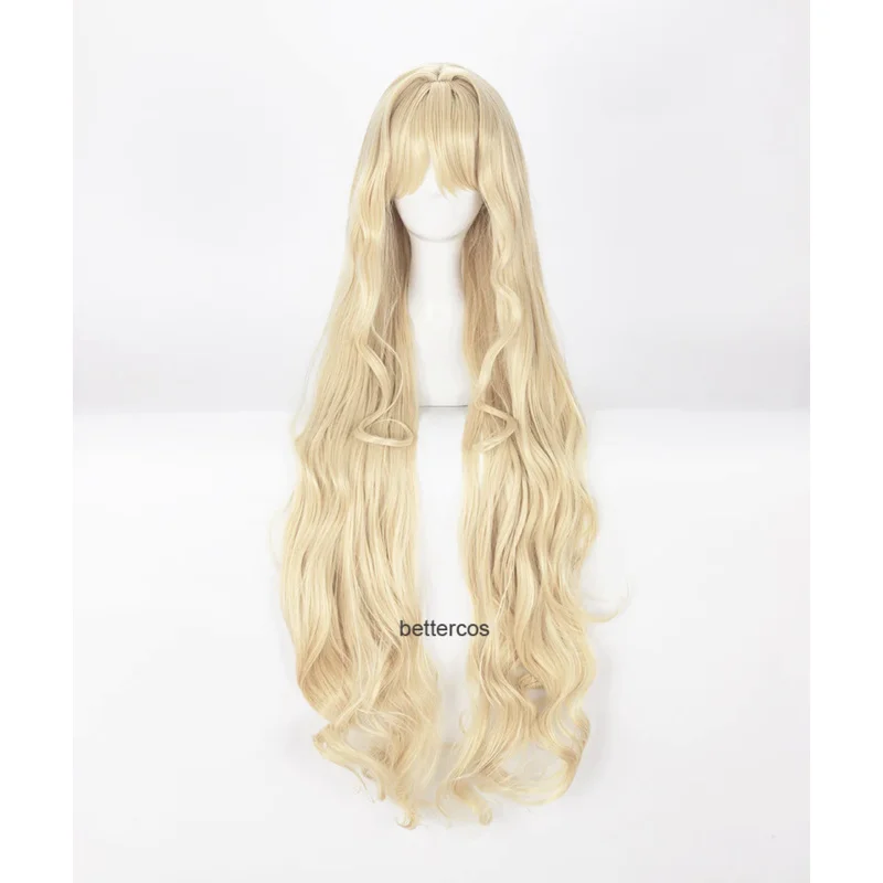 Volcaloid3 Seeu Cosplay Wigs 100cm Long Light Blonde Curly Wavy Heat Resistant Synthetic Hair Wig Wig Cap