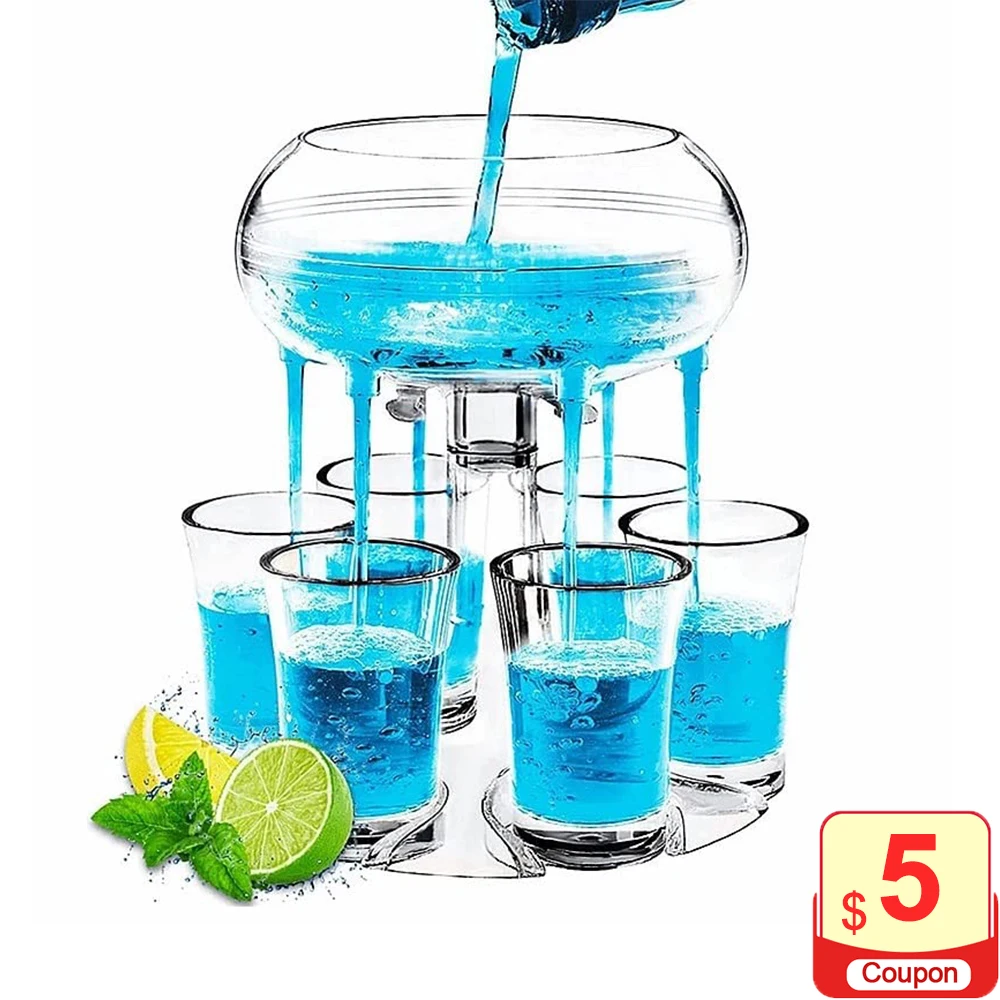 

6 Shot Glass Dispenser and Holder Cocktail Dispenser Acrylic Shot Dispenser Whisky Beer Drinks Bar Tools Novelty Wine Pourer