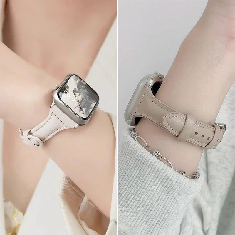 Elegant Slim Leather Strap for Smartwatch - Premium Bracelet Replacement Band