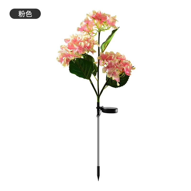 decorative solar lights 3Head Solar Lamp Dandelion rose Carnation Flower Ball LightGarden Simulation Hydrangea Flower outdoor Ground Lawn Lamp Landscape solar powered street lights Solar Lamps