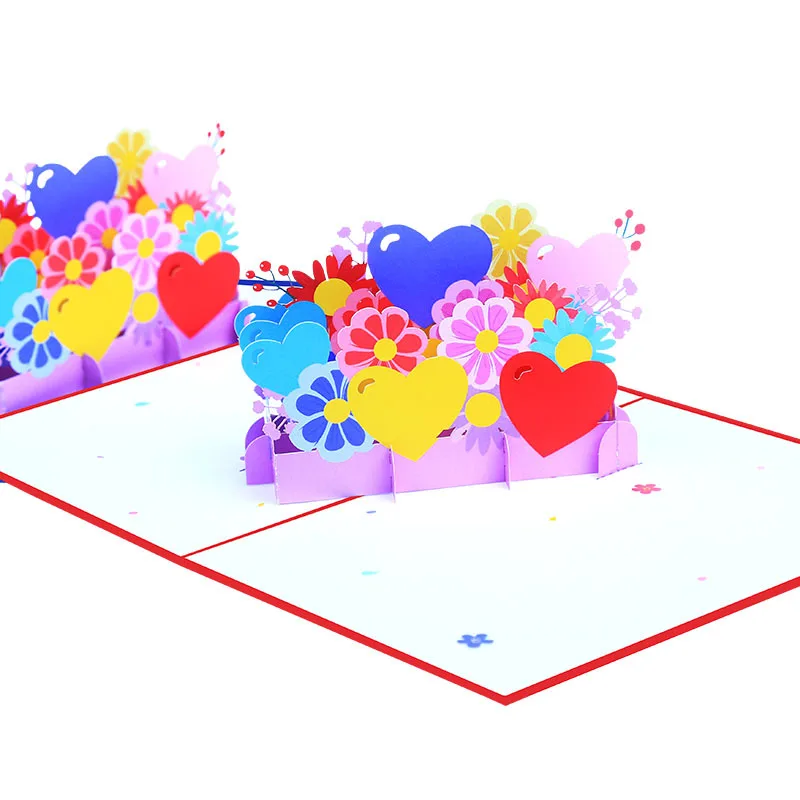 

10pcs Handmade Colour Heart Flower 3D Pop UP Greeting Invitation Card Valentine's Thanks Christmas Wedding Birthday Party Gift