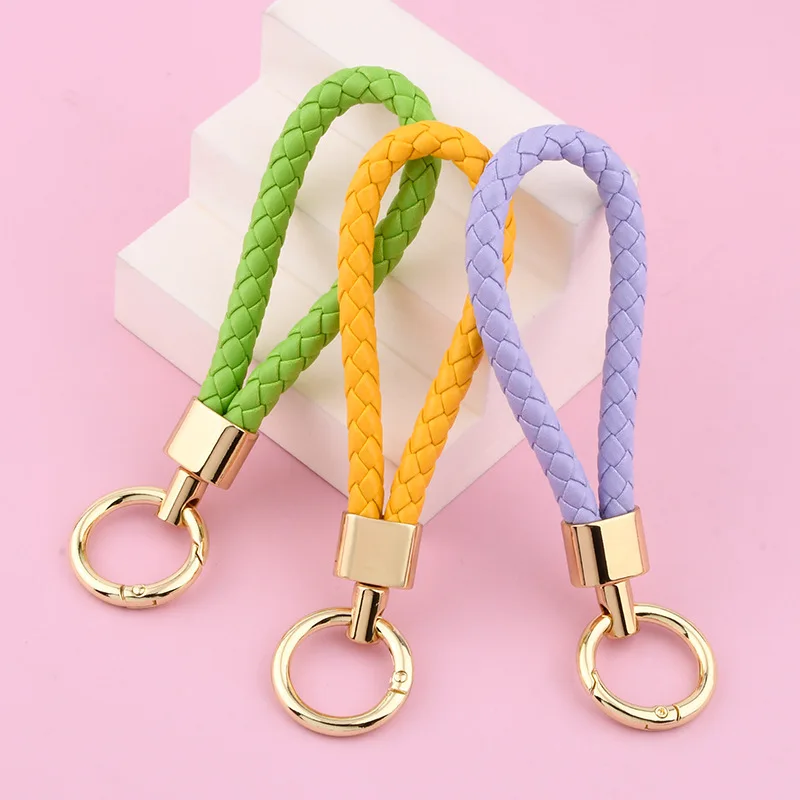 15-Colors-Fashion-Woven-Rope-KeyChain-Hand-Round-Buckle-Key-Ring-Car ...
