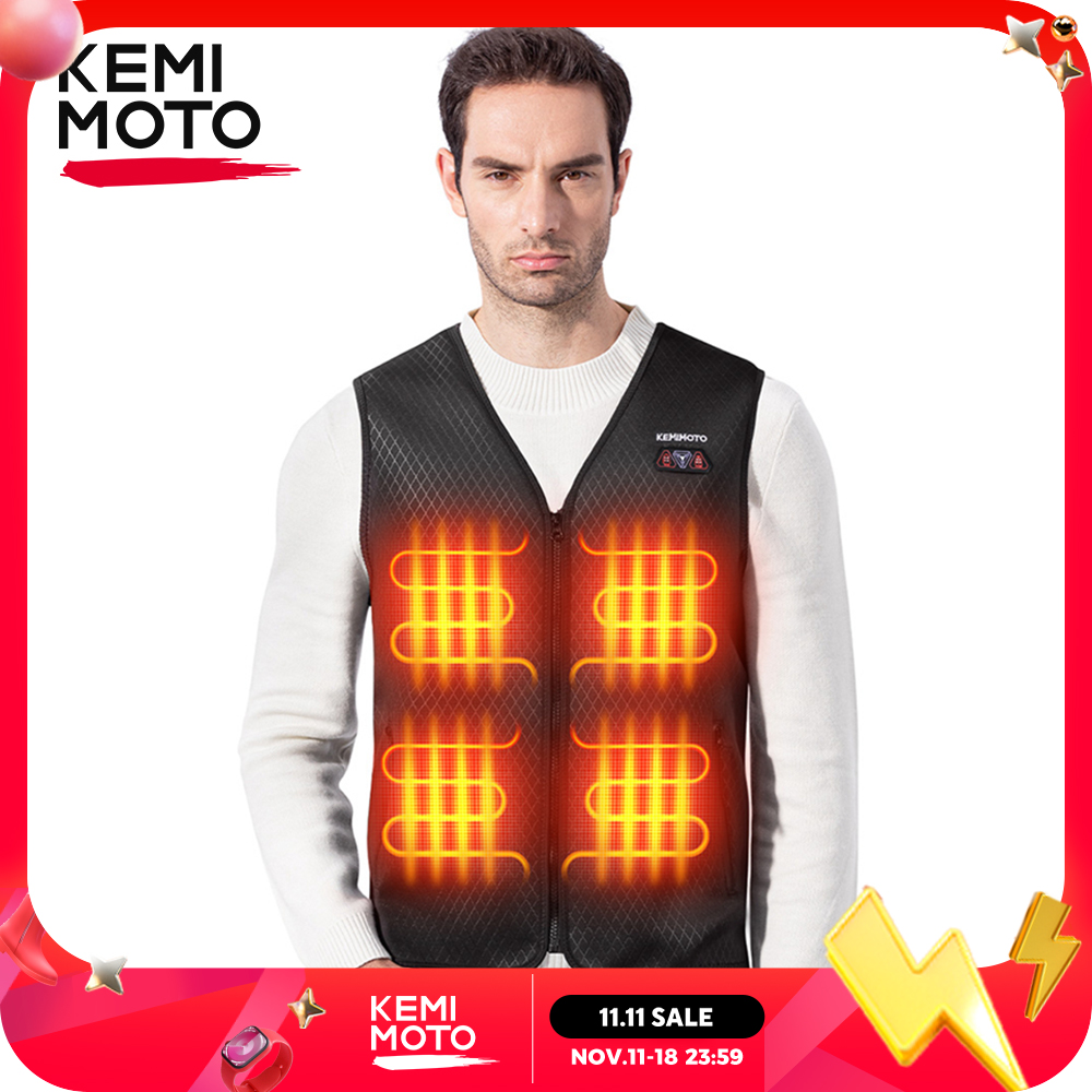 KEMIMOTO Winter Warm Heated Vest Men Women Motorcycle Heated Jacket USB Electric Smart Heating For Skiing Fishing Outdoor