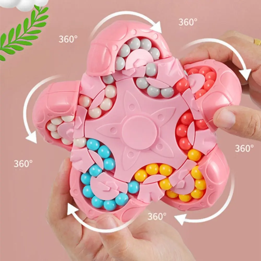 

2 In 1 Spin Bead Puzzles Game Cute Plastic Ten-sided Rotation Fingertip Cube Toys Brain Training Magic Cube Toy Children Gift