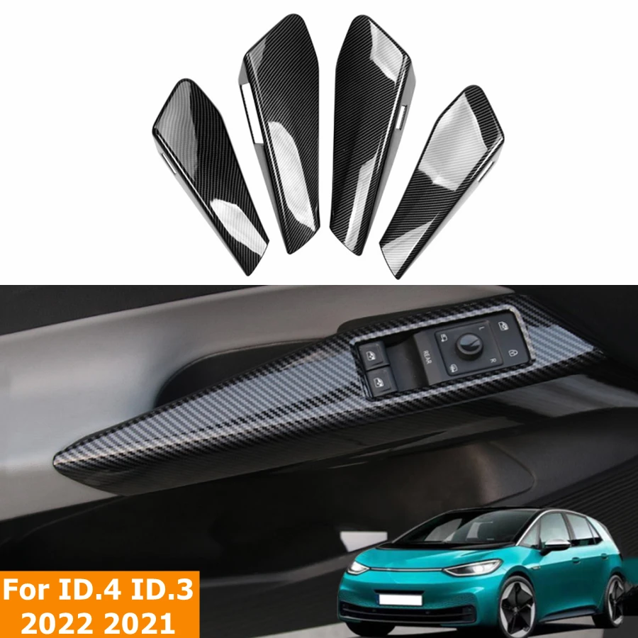 Red Carbon Fiber Pattern Door Switch Trim Cover For Honda Civic 2006-2011 - ABS Stick-On Panel