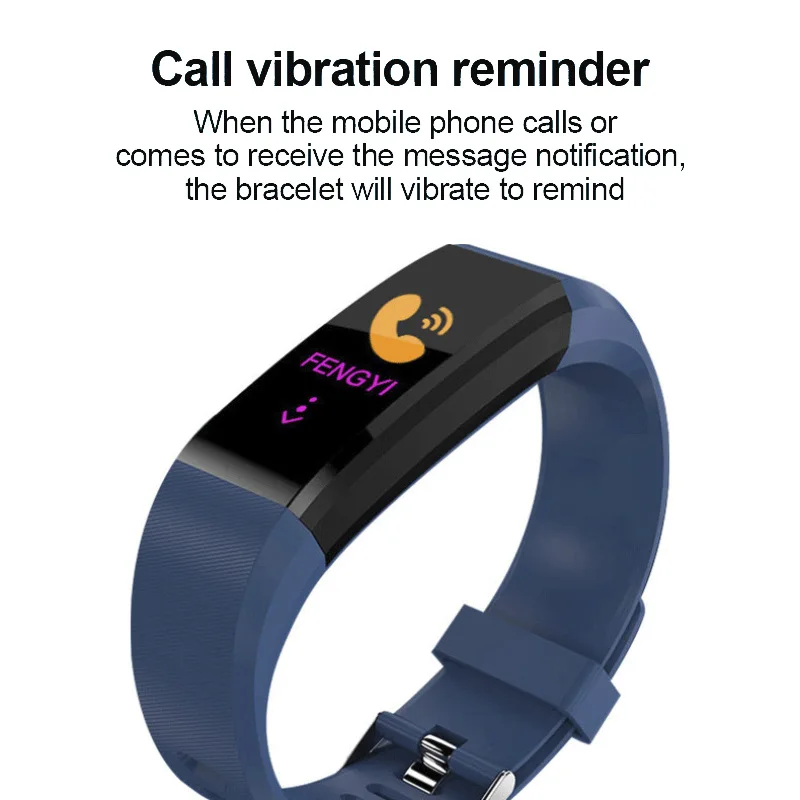 2022 115 Plus Smart Band Men Sport Fitness Tracker Heart Rate Blood Pressure Monitor Bluetooth Women Smart Watch For Android IOS