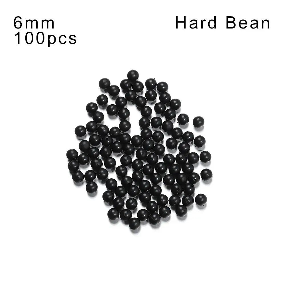 100pcs/lot Fishing Beads Space Stopper Black 3mm-12mm Round Soft and hard  beans Fishing Lures bait Hook Rig Accessories
