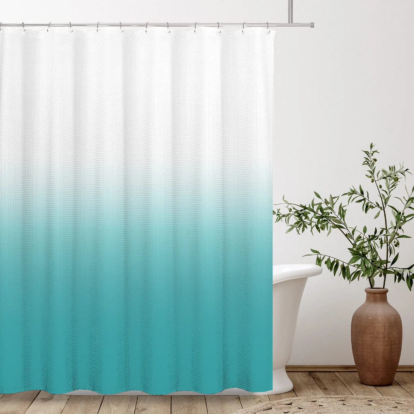 Ombre Beige Sage Shower Curtain Lime Green Texture Fabric Gradient Bathroom Decor Waterproof Bathroom Curtains Set with Hooks