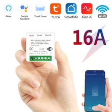 

Smart Home 16A Tuya Mini WiFi Switch Module Smart Life Remote Voice Control Smart Light DIY Switch Module For Alexa Google Home