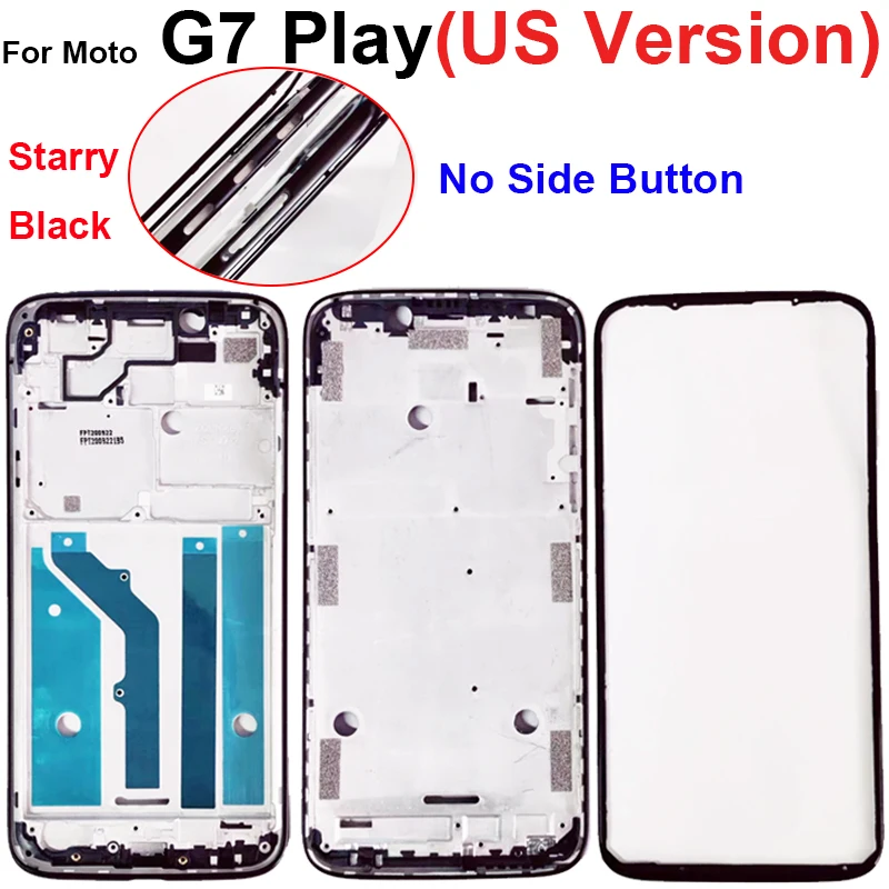 Motorola Moto G7 Plus G7 Play G7 전원 LCD 후면 프레임 커버 베젤 플레이트(전원 볼륨 측면 버튼 포함)용 중간 프레임 하우징