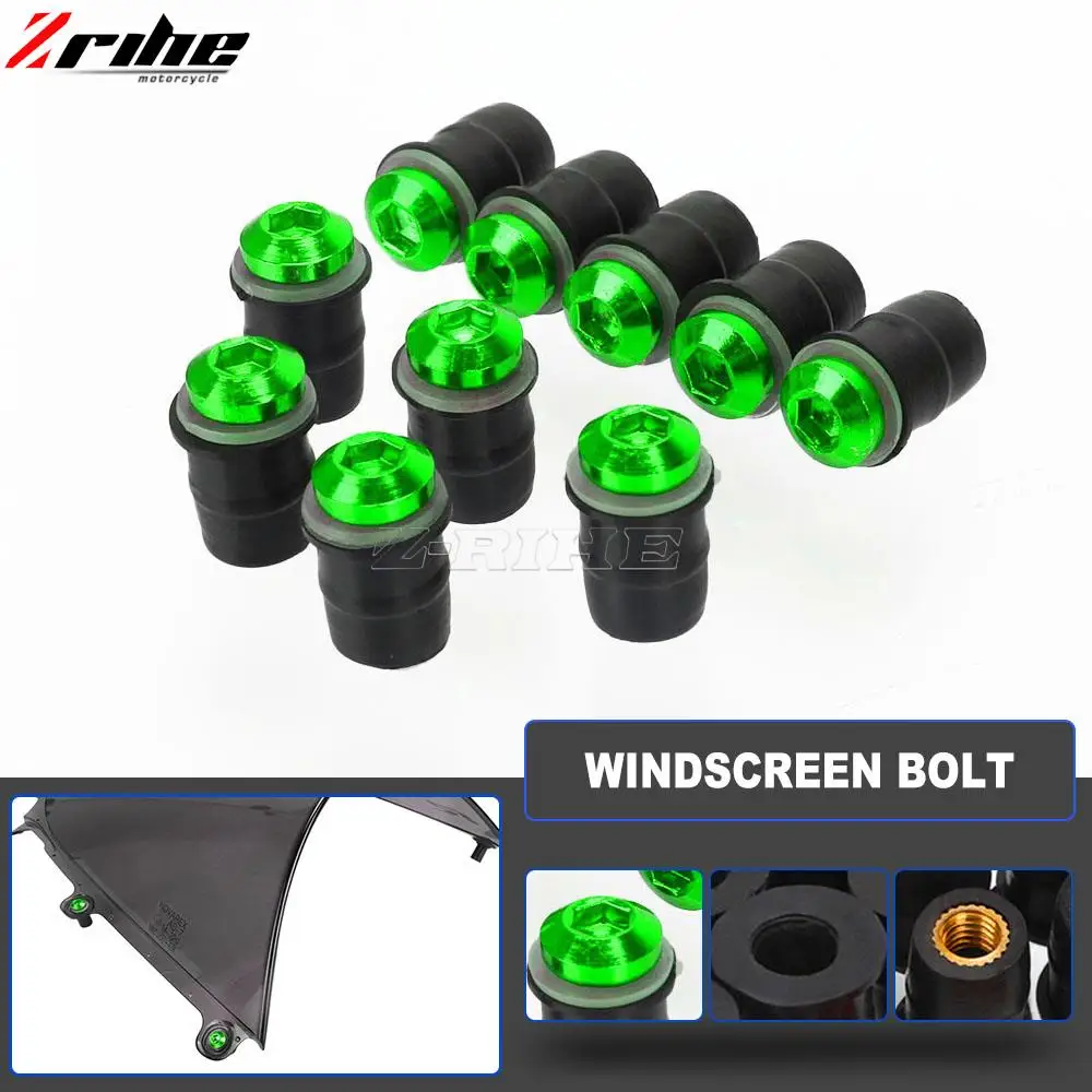 

10 PCS M5 Windscreen Windshield Wind Deflectors Bolts Kits For Kawasaki NINJA 250 ABS Ninja300 400 650 1000 Ninja650 ER6F ER6N
