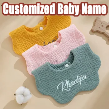 Personalized Baby Bib Cotton Gauze Saliva Towel Waterproof Burp Cloth Custom Bib Infant Newborn Essentials