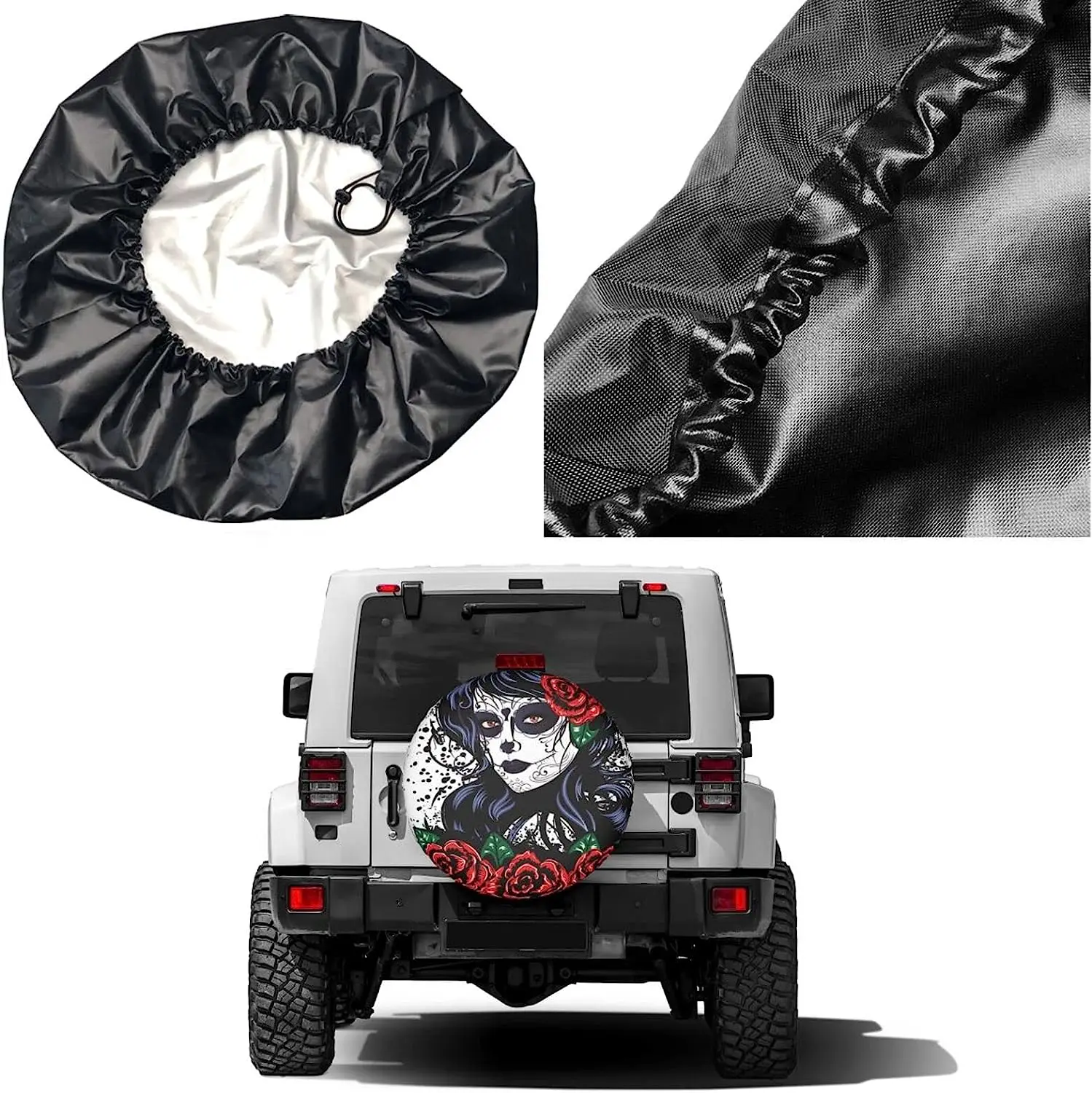 Mexico Sugar Skull Girl Spare Tire Cover Dust-Proof Wheel Tire Cover Fit Trailer RV SUV and Many Vehicle 16 Inch